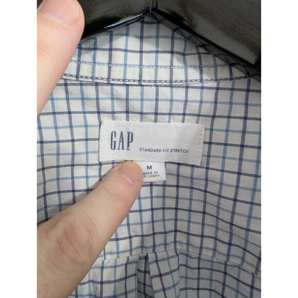 Gap Standard Fit Button-Up Shirt Men's Size M White Striped Long Sleeve Cotton - Picture 3 of 16